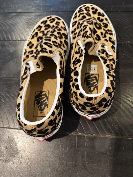 Vans Shoes - Vans Kids Slip-On Sneakers in Leopard Print Tan and Black